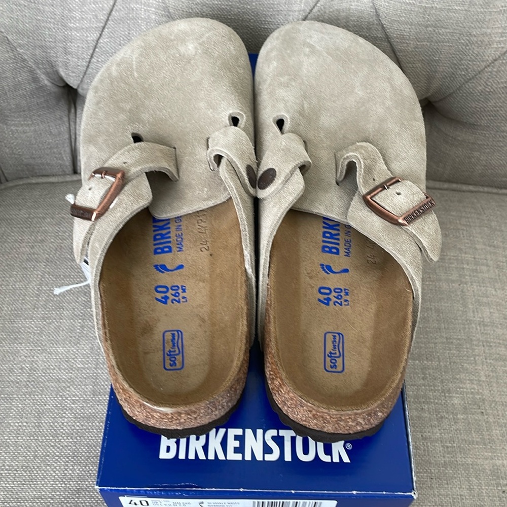 Birkenstock Boston Soft Footbed Suede Leather Taupe 40 EU